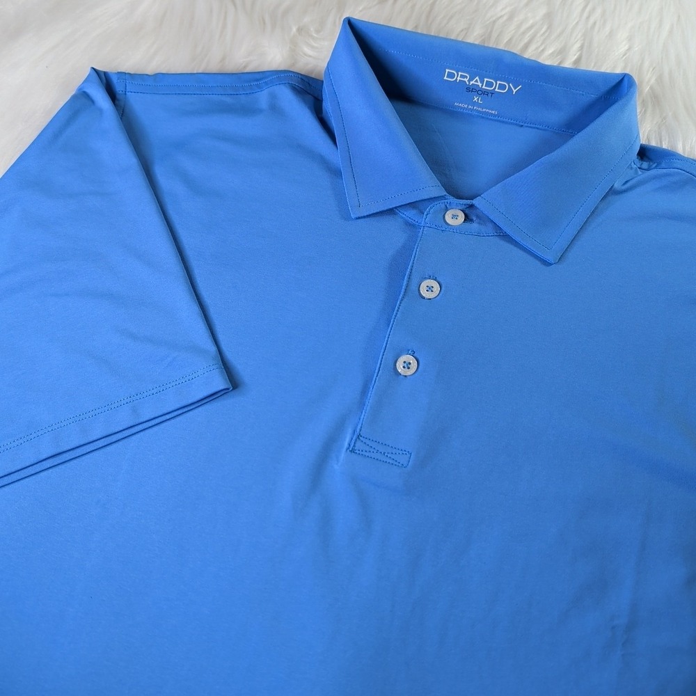 B Draddy Sport Polo Mens XLarge Blue Golf Performance Stretch Flex Hybrid Casual